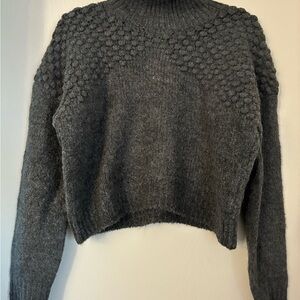 Free People Charcoal Crop Turtleneck Sweater SP NWOT
